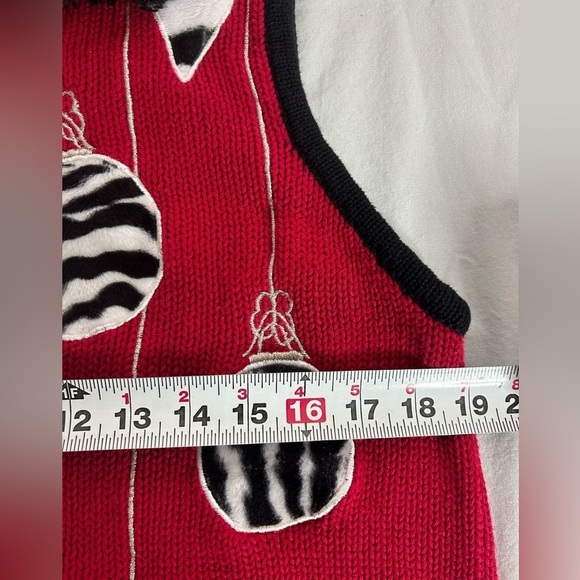 Vintage BECHAMEL black red zebra leopard Christmas ornaments holiday vest Sz S - Picture 7 of 9